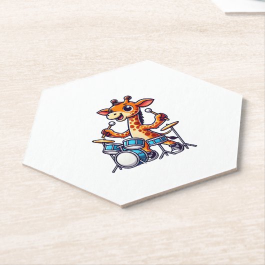 Schattigee Giraffe spelen Drums Giraffes Drummer M Kartonnen Onderzetters (Schuin)