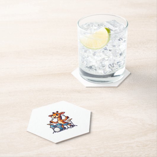 Schattigee Giraffe spelen Drums Giraffes Drummer M Kartonnen Onderzetters (Insitu)