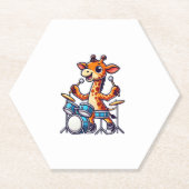 Schattigee Giraffe spelen Drums Giraffes Drummer M Kartonnen Onderzetters (Voorkant)