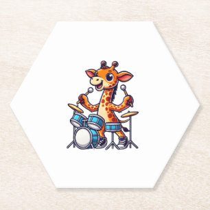 Schattigee Giraffe spelen Drums Giraffes Drummer M Kartonnen Onderzetters