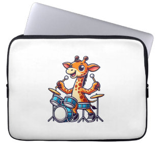 Schattigee Giraffe spelen Drums Giraffes Drummer M Laptop Sleeve