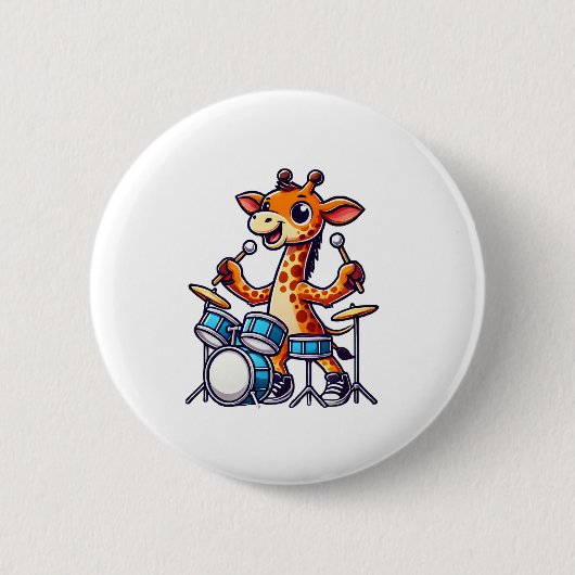 Schattigee Giraffe spelen Drums Giraffes Drummer M Ronde Button 5,7 Cm (Voorkant)