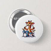 Schattigee Giraffe spelen Drums Giraffes Drummer M Ronde Button 5,7 Cm (Voorkant /achterkant)