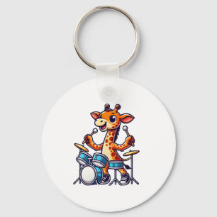 Schattigee Giraffe spelen Drums Giraffes Drummer M Sleutelhanger