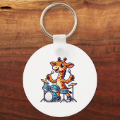 Schattigee Giraffe spelen Drums Giraffes Drummer M Sleutelhanger (Voorkant)