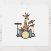 Schattigee Giraffe spelen Drums Giraffes Drummer M Sparkling Wijnetiket (Enkel label)
