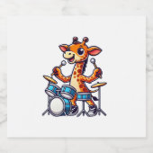 Schattigee Giraffe spelen Drums Giraffes Drummer M Sparkling Wijnetiket (Enkel label)