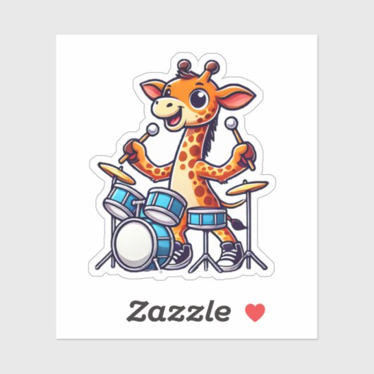 Schattigee Giraffe spelen Drums Giraffes Drummer M Sticker (Vel)
