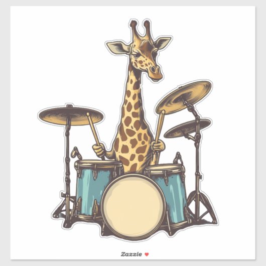 Schattigee Giraffe spelen Drums Giraffes Drummer M Sticker (Vel)