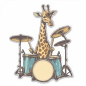 Schattigee Giraffe spelen Drums Giraffes Drummer M Sticker (Voorkant)