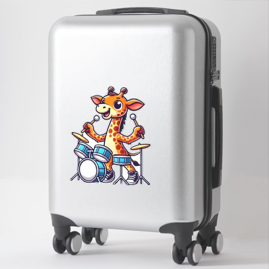 Schattigee Giraffe spelen Drums Giraffes Drummer M Sticker (Koffer)