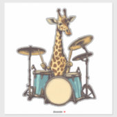 Schattigee Giraffe spelen Drums Giraffes Drummer M Sticker (Vel)