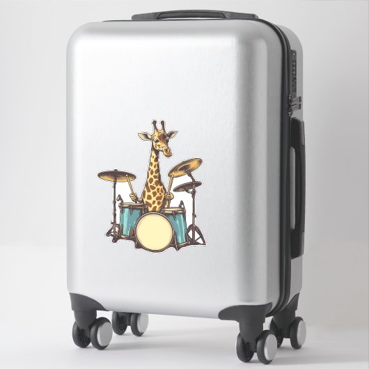 Schattigee Giraffe spelen Drums Giraffes Drummer M Sticker (Koffer)