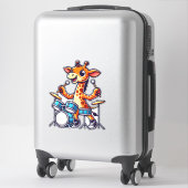 Schattigee Giraffe spelen Drums Giraffes Drummer M Sticker (Koffer)