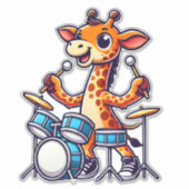 Schattigee Giraffe spelen Drums Giraffes Drummer M Sticker (Voorkant)