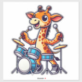 Schattigee Giraffe spelen Drums Giraffes Drummer M Sticker (Vel)