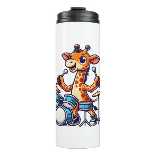 Schattigee Giraffe spelen Drums Giraffes Drummer M Thermosbeker