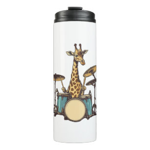 Schattigee Giraffe spelen Drums Giraffes Drummer M Thermosbeker