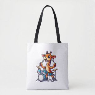 Schattigee Giraffe spelen Drums Giraffes Drummer M Tote Bag