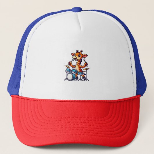 Schattigee Giraffe spelen Drums Giraffes Drummer M Trucker Pet (Voorkant)