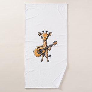 Schattigee Giraffe spelen gitaar Giraffes Muzikant Badhanddoek