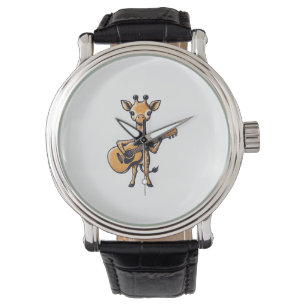 Schattigee Giraffe spelen gitaar Giraffes Muzikant Horloge