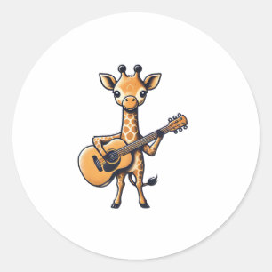 Schattigee Giraffe spelen gitaar Giraffes Muzikant Ronde Sticker