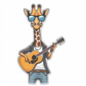 Schattigee Giraffe spelen gitaar Giraffes Muzikant Sticker (Voorkant)