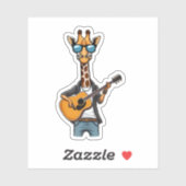 Schattigee Giraffe spelen gitaar Giraffes Muzikant Sticker (Vel)