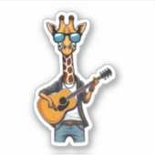 Schattigee Giraffe spelen gitaar Giraffes Muzikant Sticker (Voorkant)