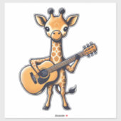 Schattigee Giraffe spelen gitaar Giraffes Muzikant Sticker (Vel)