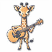 Schattigee Giraffe spelen gitaar Giraffes Muzikant Sticker (Voorkant)