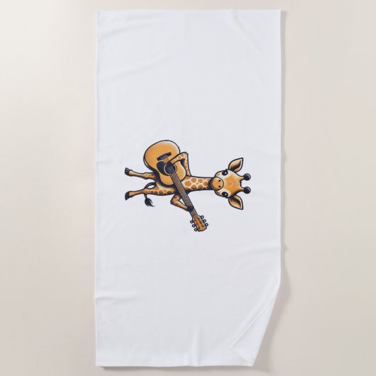 Schattigee Giraffe spelen gitaar Giraffes Muzikant Strandlaken (Voorkant)