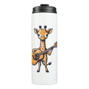 Schattigee Giraffe spelen gitaar Giraffes Muzikant Thermosbeker
