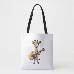 Schattigee Giraffe spelen gitaar Giraffes Muzikant Tote Bag