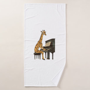 Schattigee Giraffe Spelen Piano Giraffes Musicus M Badhanddoek