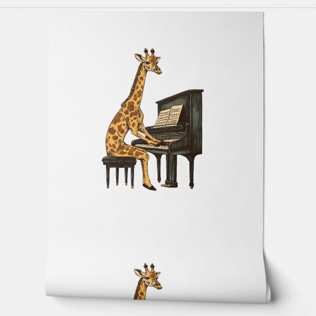 Schattigee Giraffe Spelen Piano Giraffes Musicus M Behang (Afrollen)