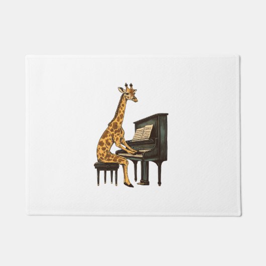 Schattigee Giraffe Spelen Piano Giraffes Musicus M Deurmat (Voorkant)