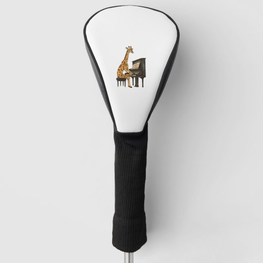 Schattigee Giraffe Spelen Piano Giraffes Musicus M Golfheadcover (Voorkant)