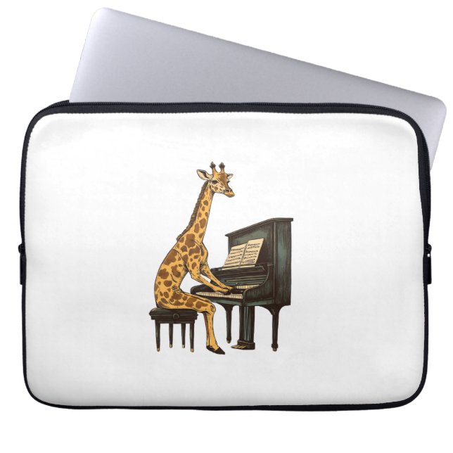 Schattigee Giraffe Spelen Piano Giraffes Musicus M Laptop Sleeve (Voorkant)