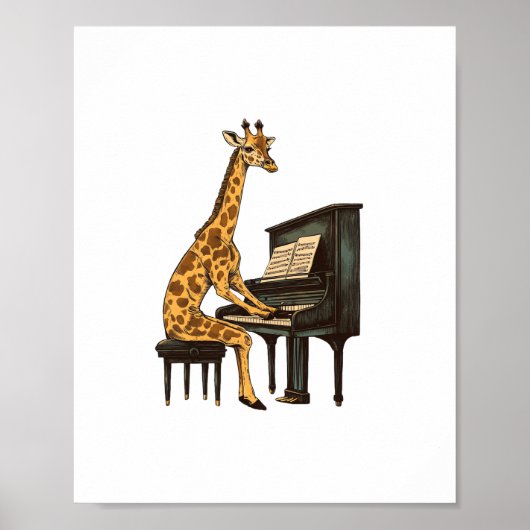 Schattigee Giraffe Spelen Piano Giraffes Musicus M Poster (Voorkant)