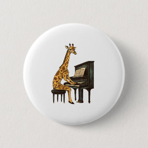 Schattigee Giraffe Spelen Piano Giraffes Musicus M Ronde Button 5,7 Cm
