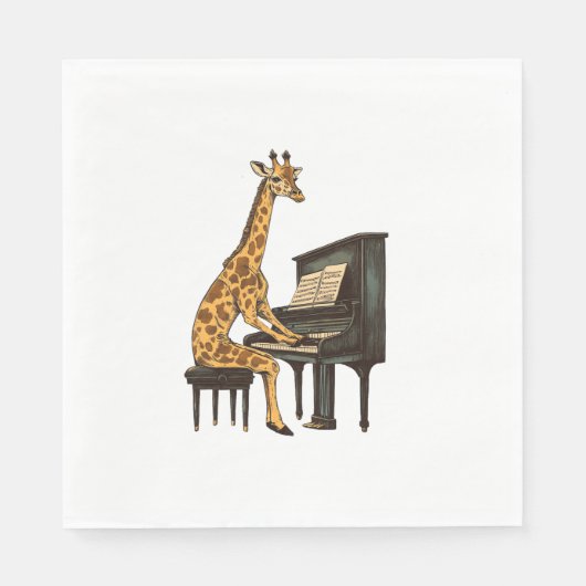 Schattigee Giraffe Spelen Piano Giraffes Musicus M Servet (Voorkant)