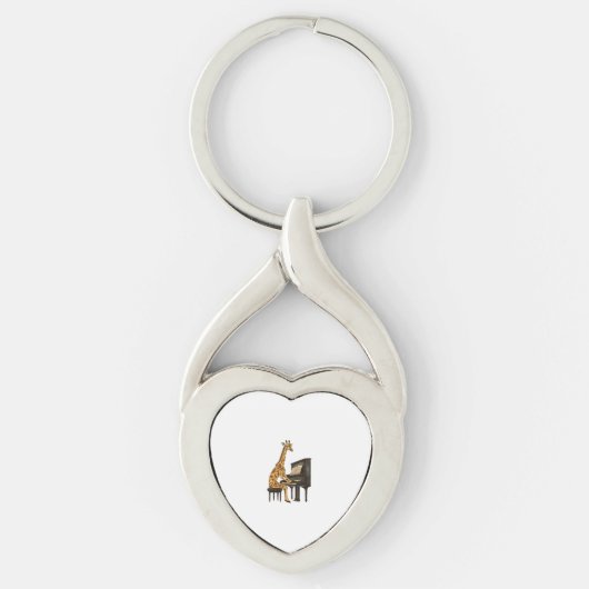 Schattigee Giraffe Spelen Piano Giraffes Musicus M Sleutelhanger (Voorkant)