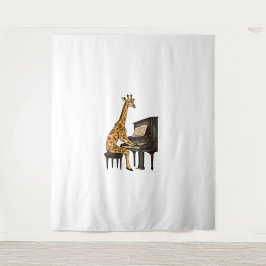 Schattigee Giraffe Spelen Piano Giraffes Musicus M Wandkleed (Voorkant)