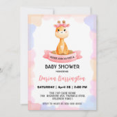 Schattigee Giraffe Star Ballon baby shower Party B Kaart (Voorkant)