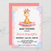 Schattigee Giraffe Star Ballon baby shower Party B Kaart (Voorkant / Achterkant)