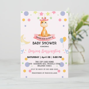 Schattigee giraffe ster ballon baby shower partij  kaart