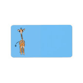 Schattigee Giraffe tekenen safaridieren blauw Etiket (Voorkant)