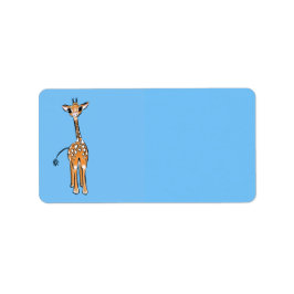Schattigee Giraffe tekenen safaridieren blauw Etiket